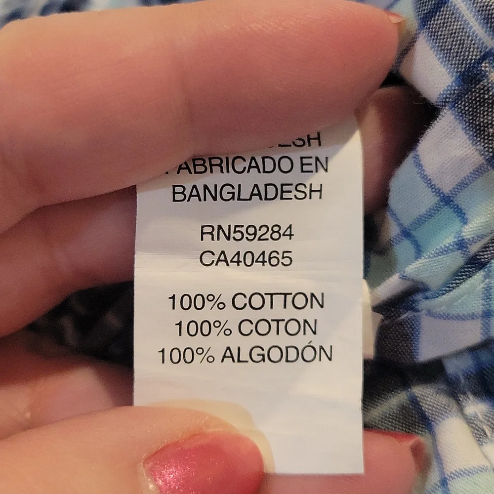 Childrens place blue and teal plaid shirt, 14
